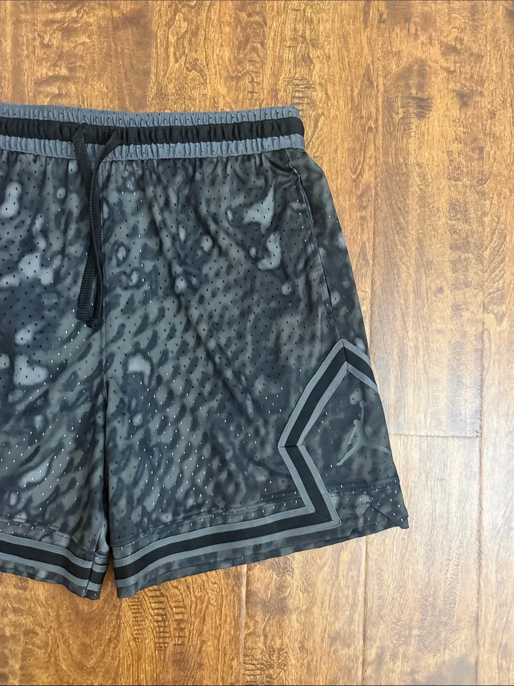 Jordan Men's Black and Gray Athletic Mesh Shorts